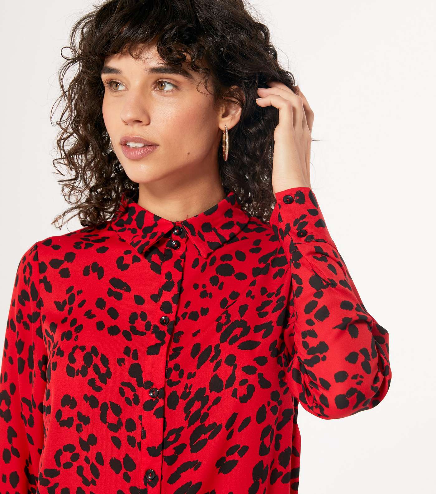 Red Leopard Print Long Shirt Image 4