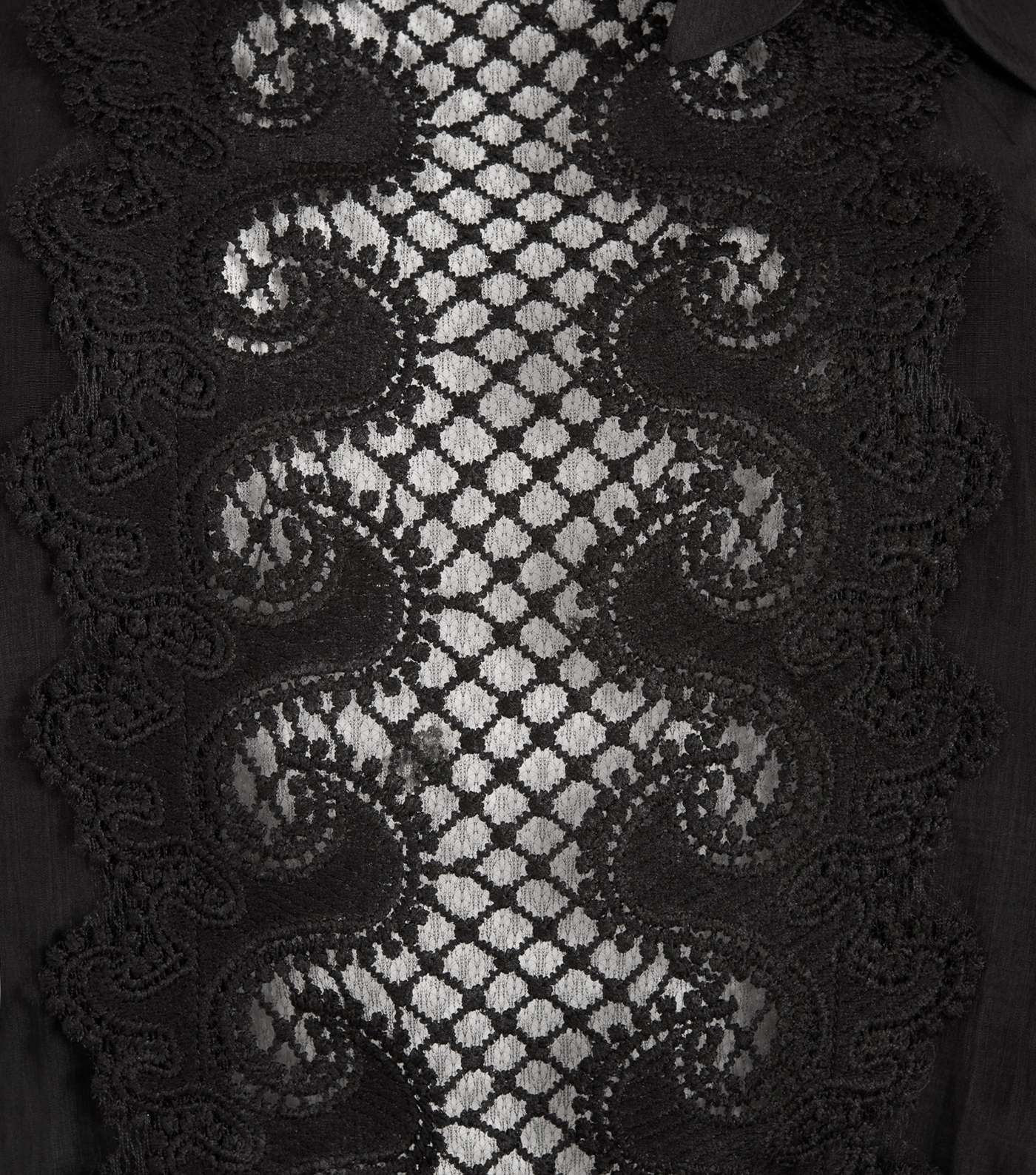 Black Lace Panel Bow Neck Blouse  Image 3