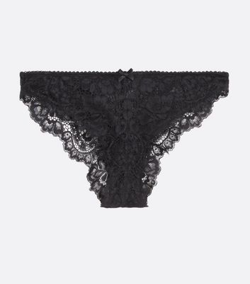 Image of Black Eyelash Lace Brazilian Briefs New Look