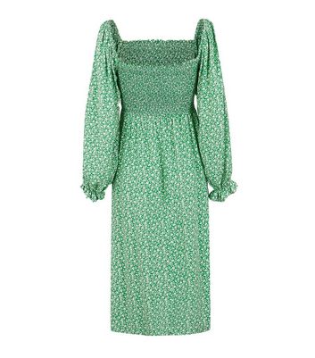 green ditsy dress