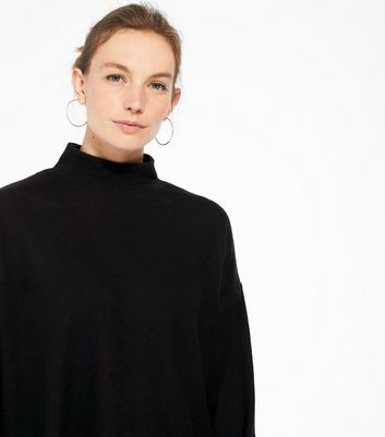 high neck black knit jumper