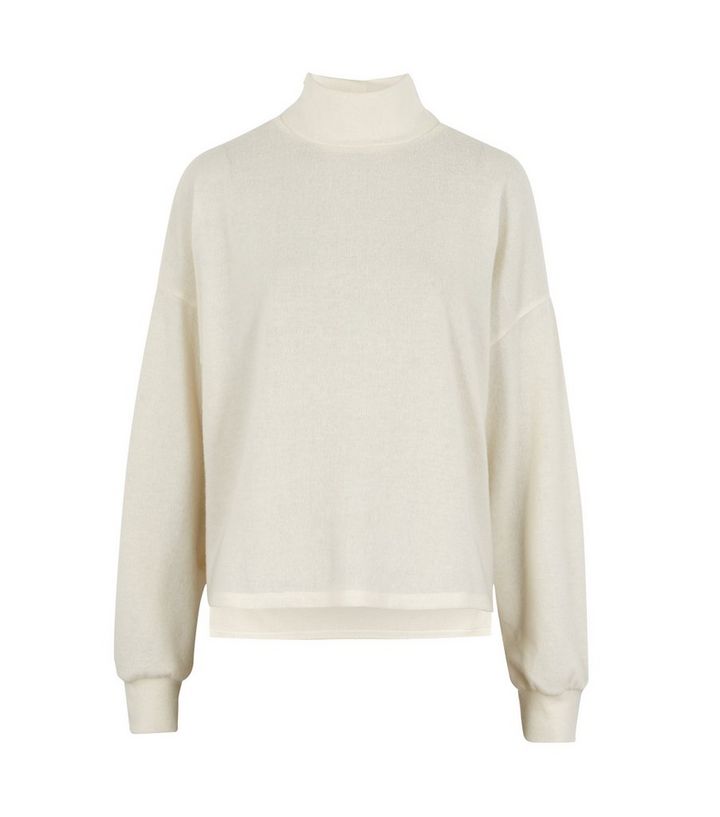 Off White Fine Knit High Neck Jumper