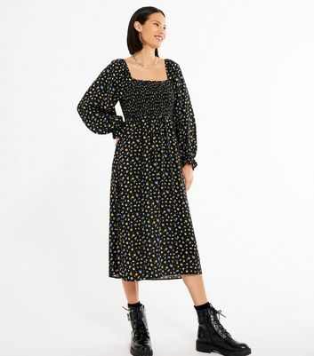 new look black ditsy dress