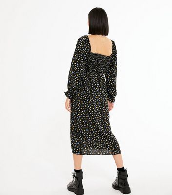 new look black ditsy dress