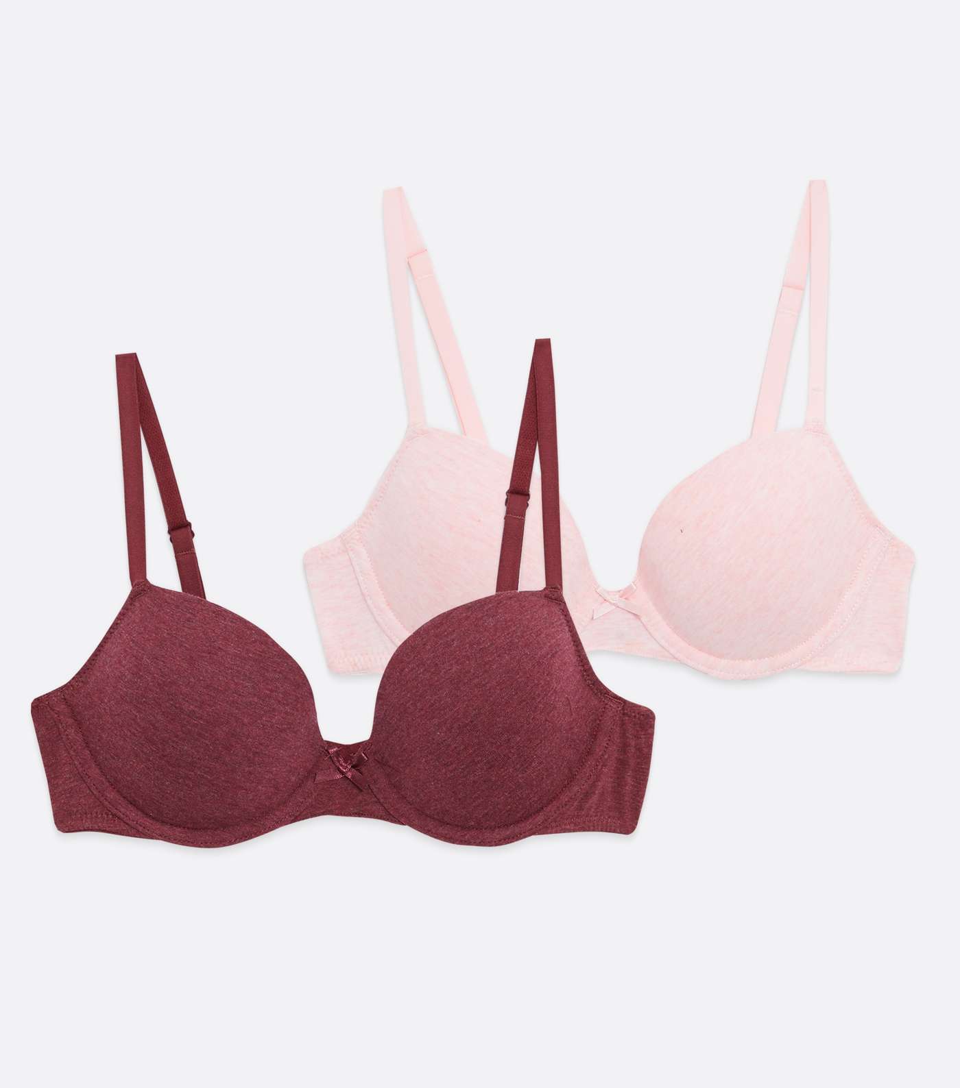 2 Pack Burgundy and Pink Marl T-Shirt Bras Image 5