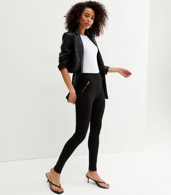 Tall Black Zip Side Leggings | New Look