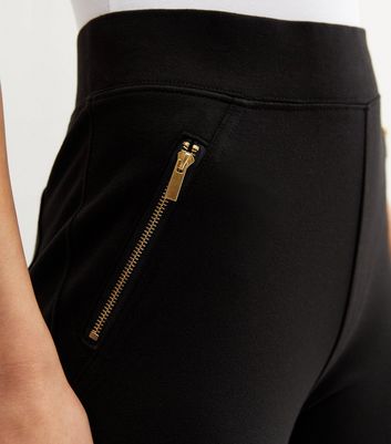 Tall Black Zip Side Leggings | New Look