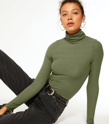 khaki roll neck top