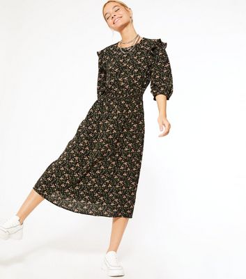 new look floral shirred dress