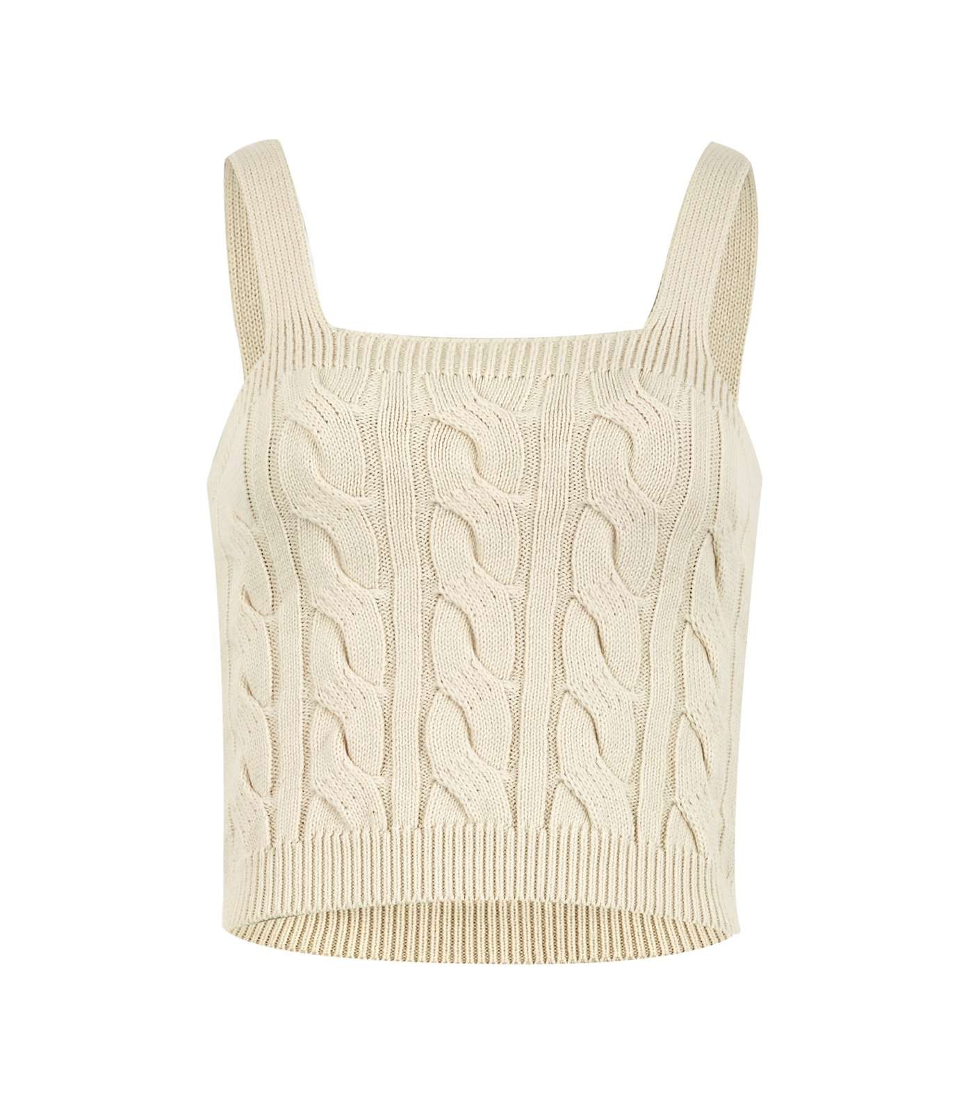 Off White Chunky Cable Knit Bralette Image 5