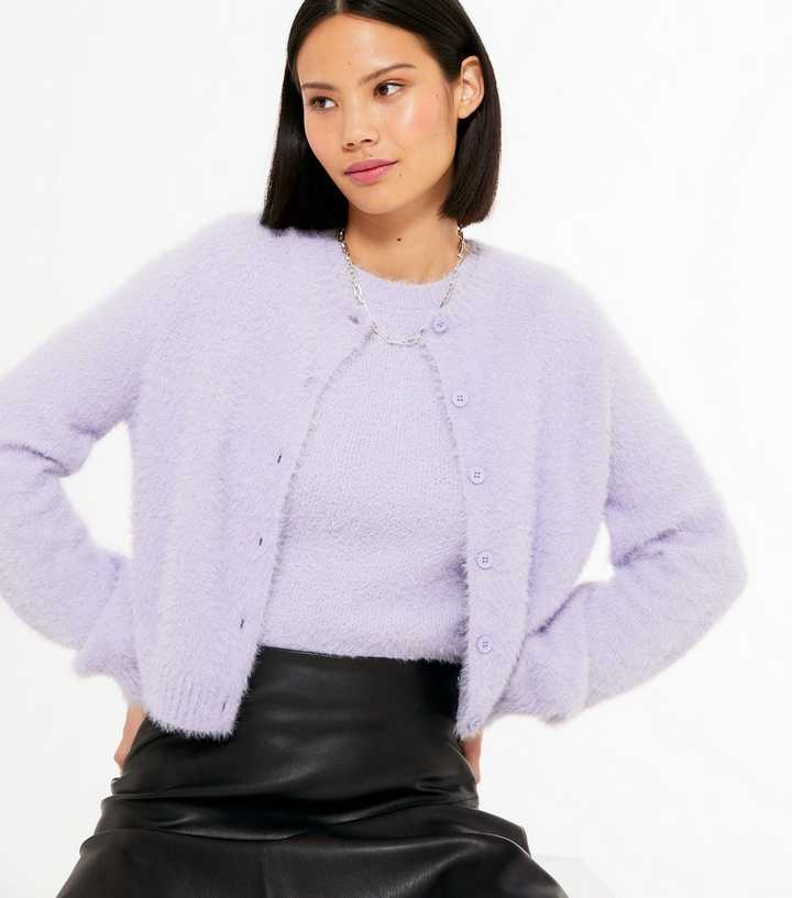 purple cardigan new look