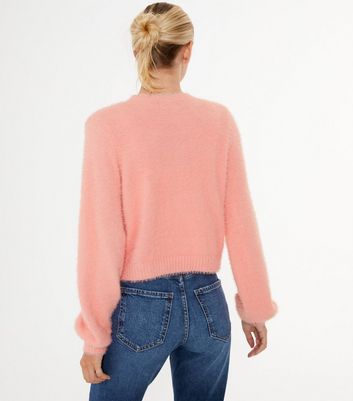 New look store pink fluffy cardigan