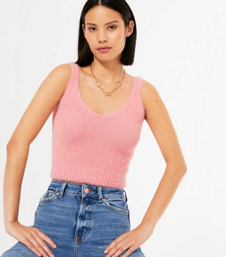 Fluffy knitted bralette, Pink