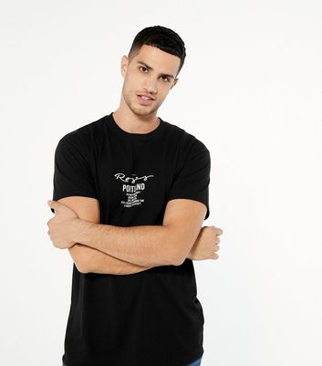 Image of Black Crew Neck Portland Logo T-Shirt New Look