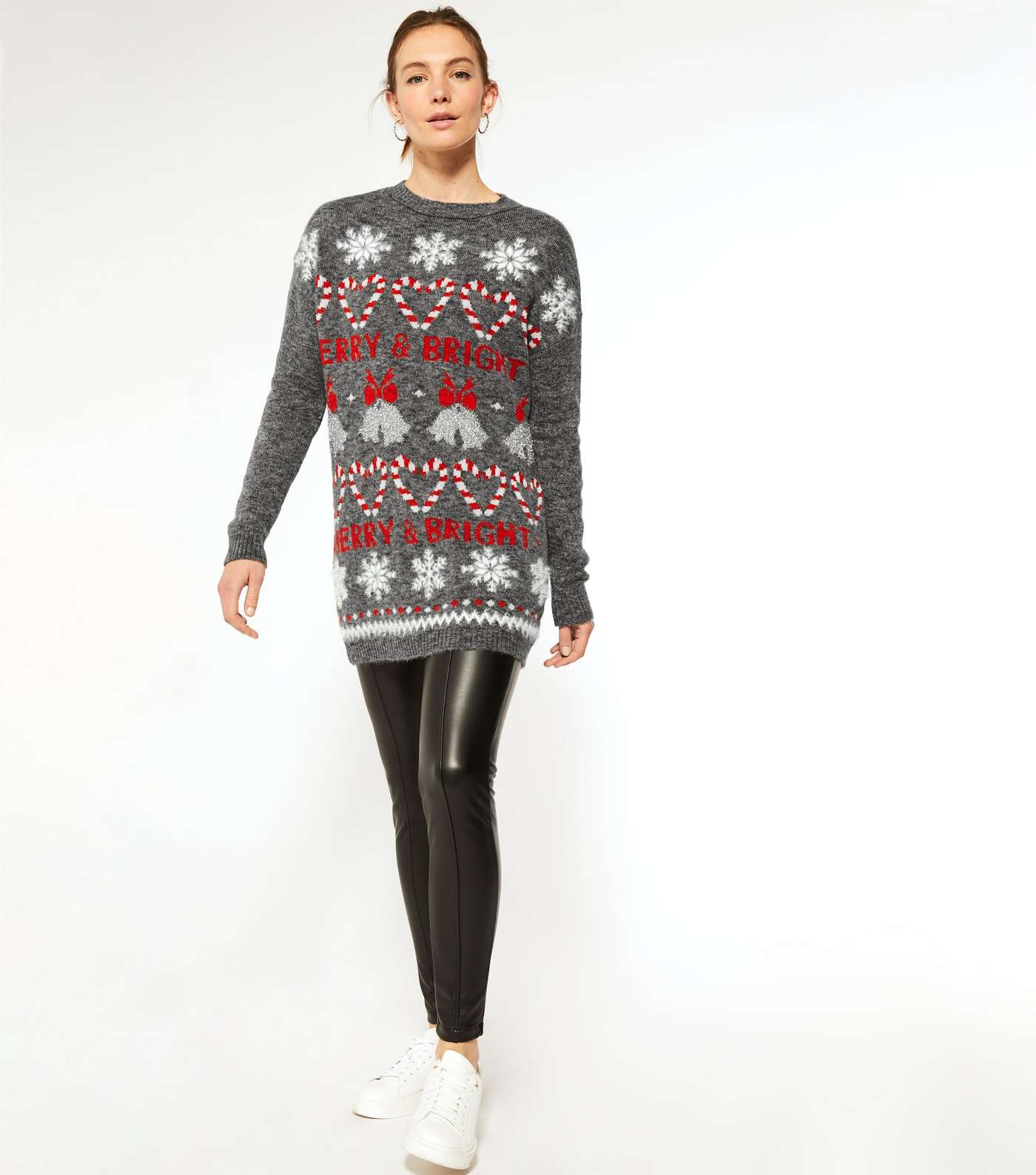 Light Grey Merry and Bright Logo Christmas Jumper Image 2