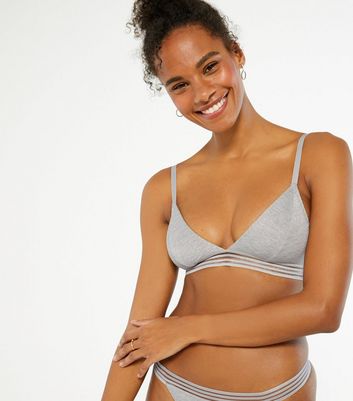 Grey Marl Glitter Stripe Hem Bralette New Look