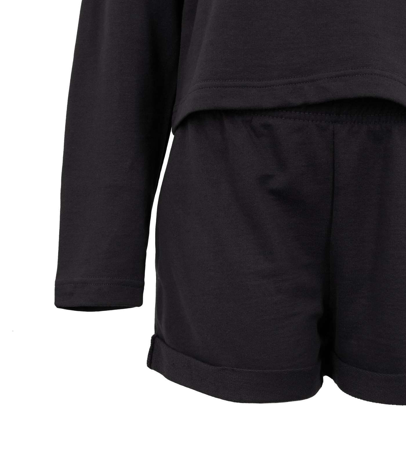 Girls Dark Grey Jersey Sweatshirt and Shorts Lounge Set Image 3