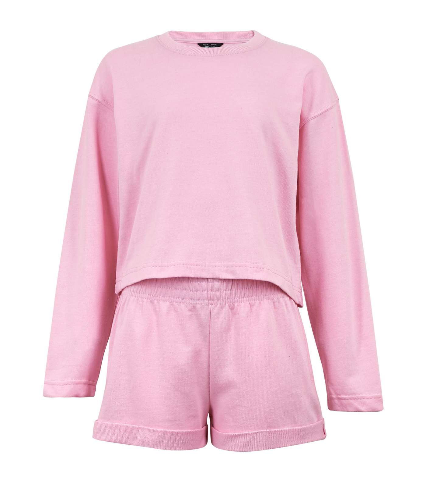 Girls Pink Jersey Sweatshirt and Shorts Lounge Set