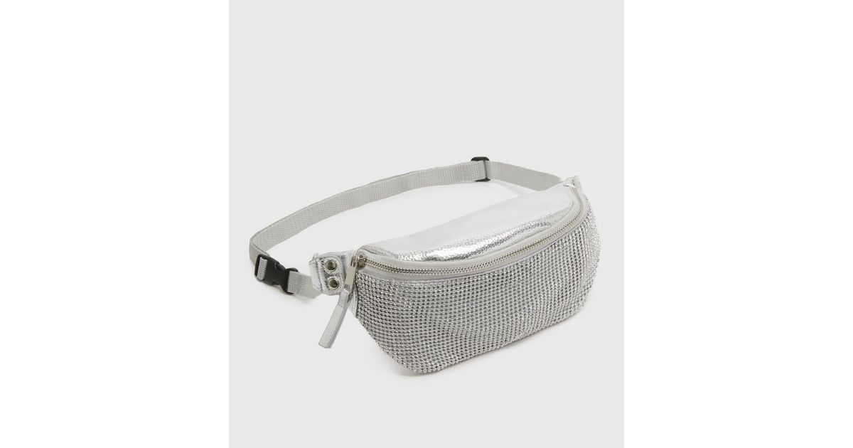 Silver Diamanté Bum Bag | New Look