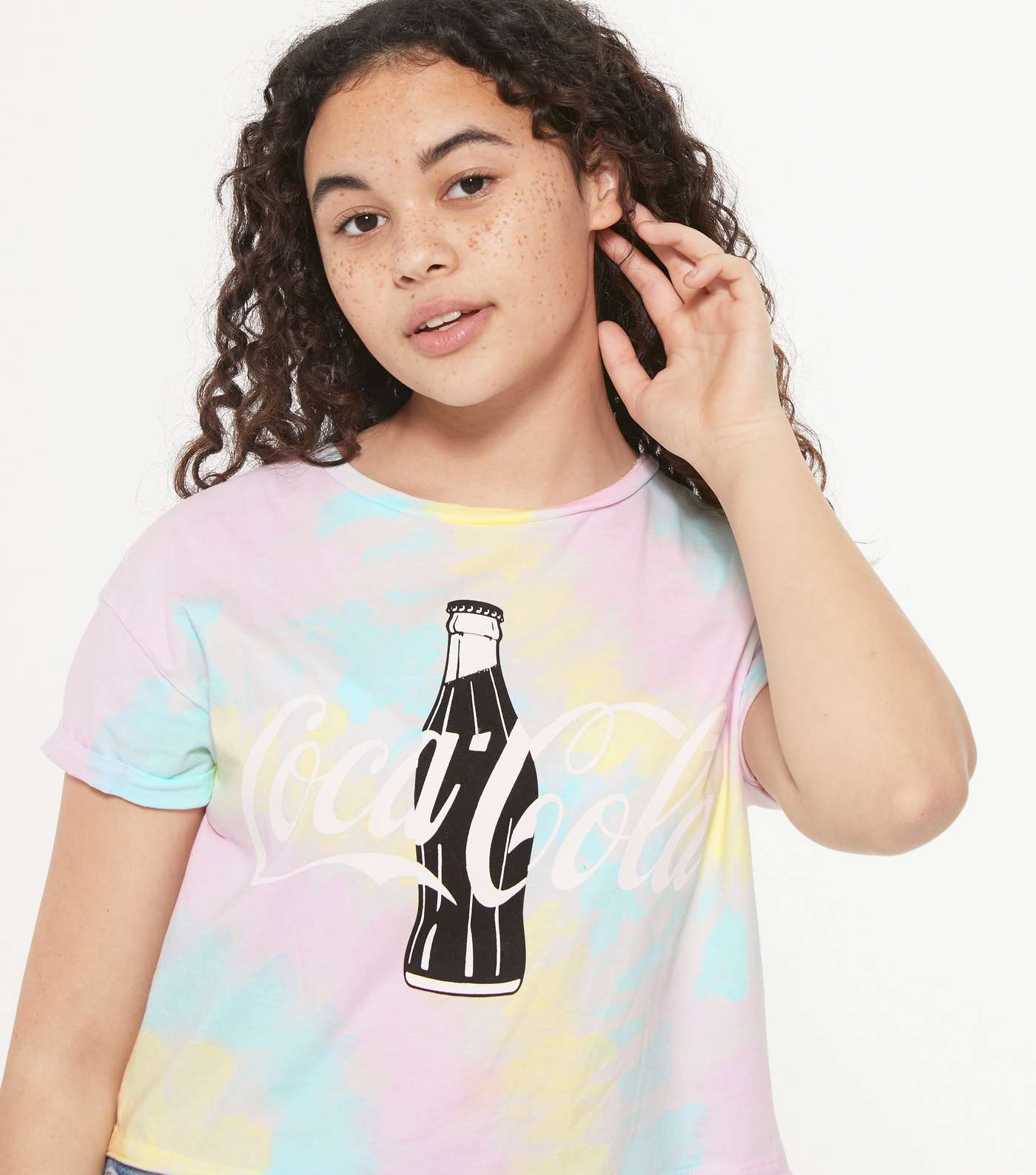 Girls Multicoloured Tie Dye Coca-Cola Logo T-Shirt Image 4