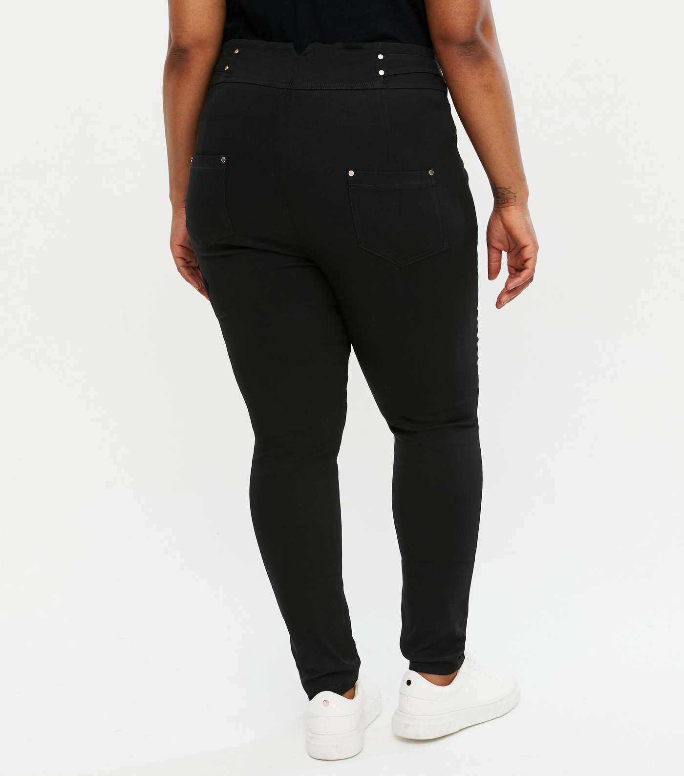 Blue Vanilla Curves Black Double Button Skinny Jeans Image 4