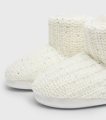 Off White Knit Sequin Faux Fur Lined Boot Slippers New Look Vegan shop for Off White Knit Sequin Faux Fur Lined Boot Slippers New Look Vegan at Shopo