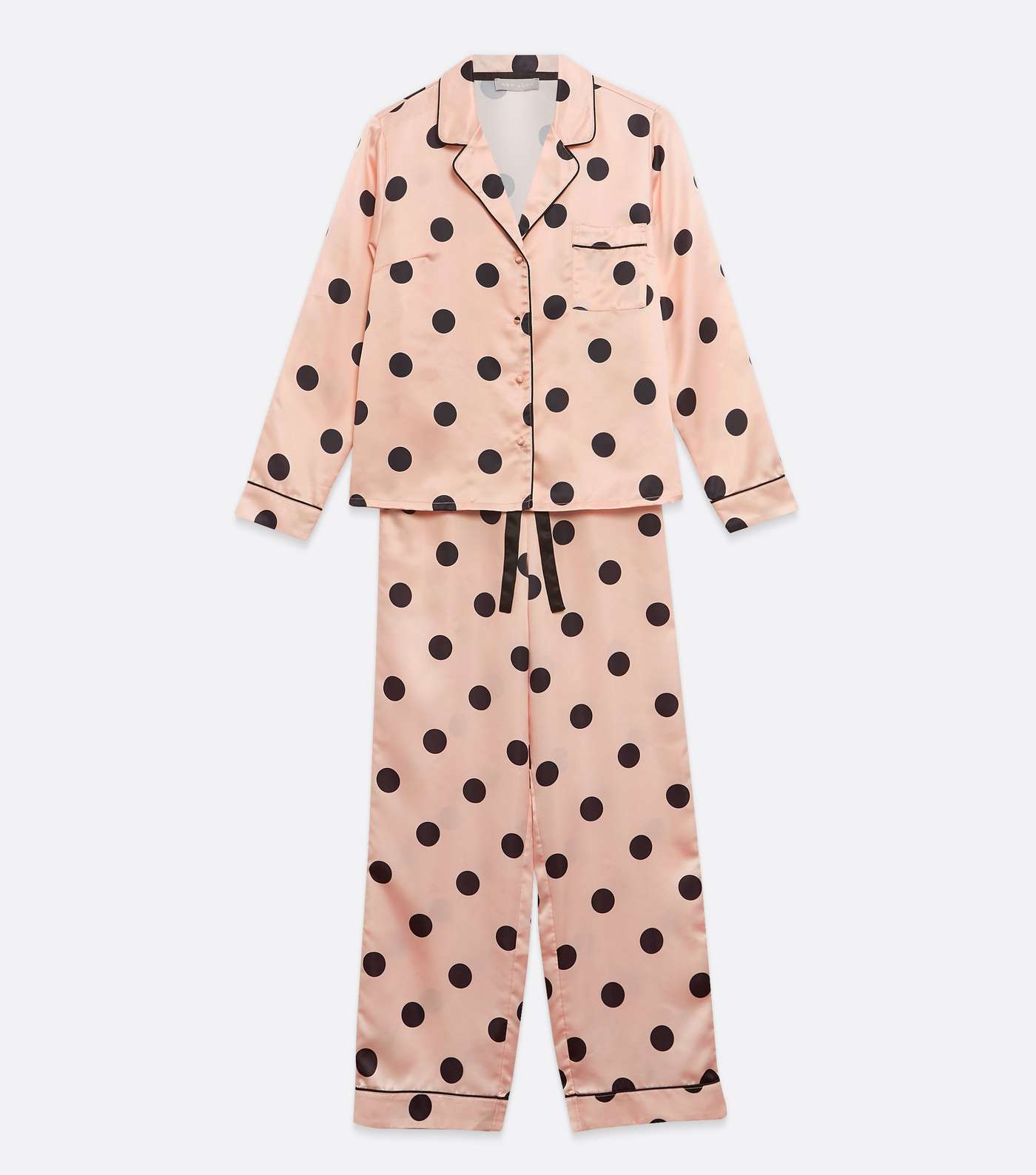 Pink Spot Satin Wide Leg Trouser Pyjama Set Image 6