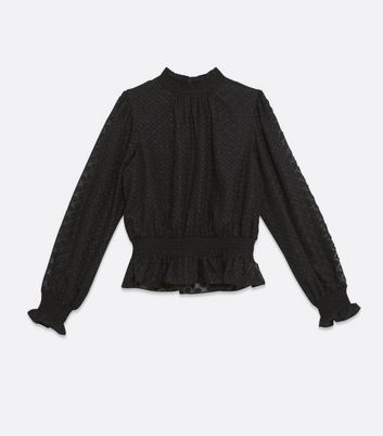 Image of Black Diamond Chiffon High Neck Top New Look