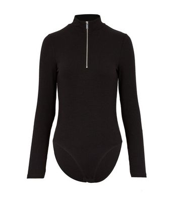 high neck zip up bodysuit