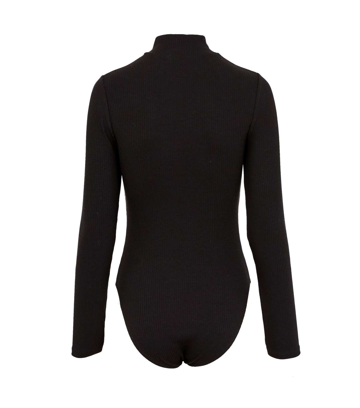 Black Zip High Neck Long Sleeve Bodysuit Image 2