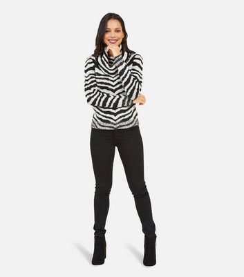 Mela Black Zebra Print Cowl Neck Jumper New Look