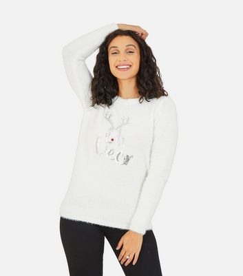 White fluffy christmas on sale jumper