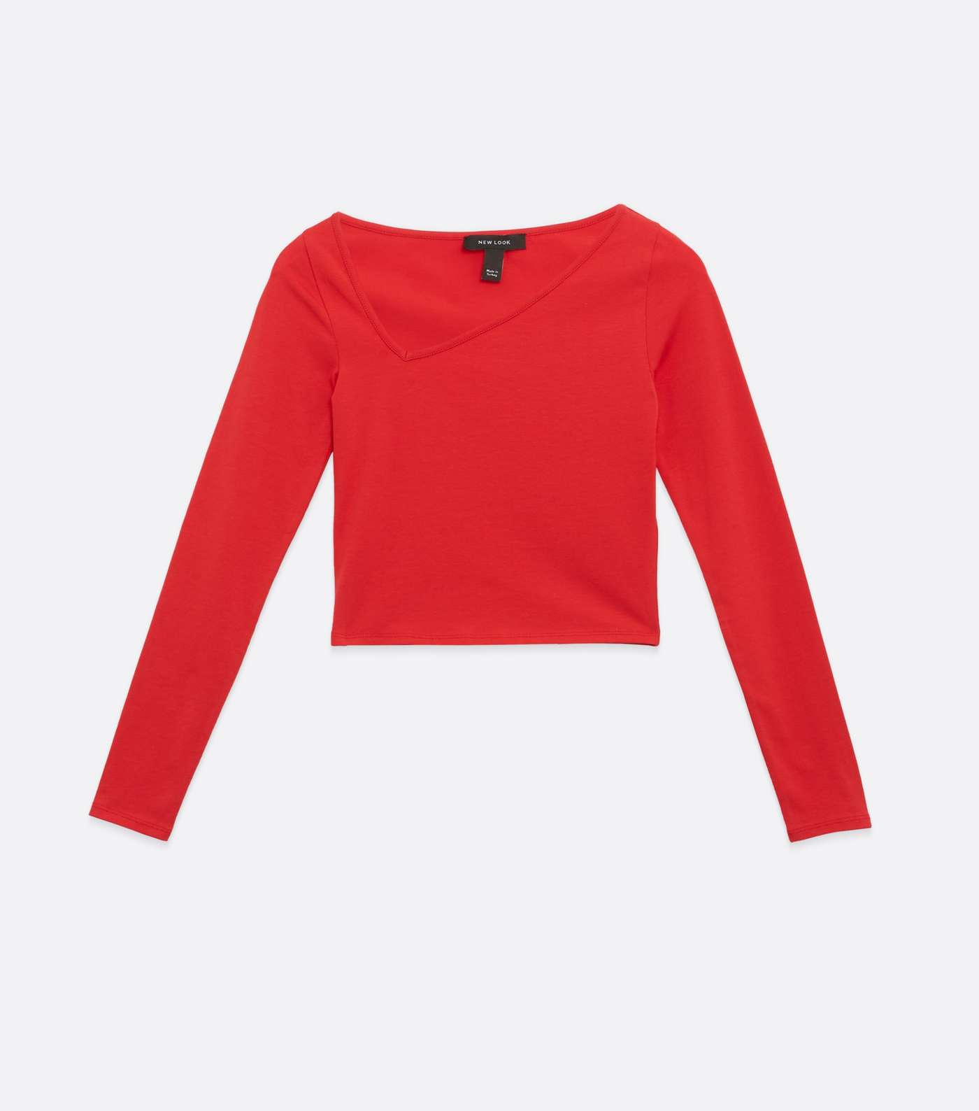 Red Asymmetric Neck Long Sleeve Top Image 5