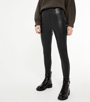 Petite Black Coated Leather-Look Zip 