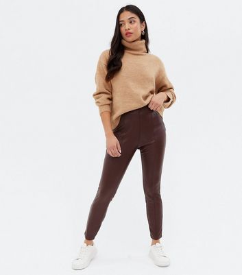 Petite Burgundy Coated Leather-Look Zip 
