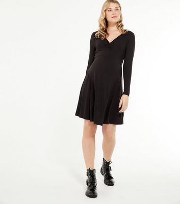 Image of Maternity Black Ruched Long Sleeve Dress New Look
