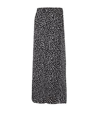 Image of Black Abstract Spot Side Split Maxi Skirt New Look