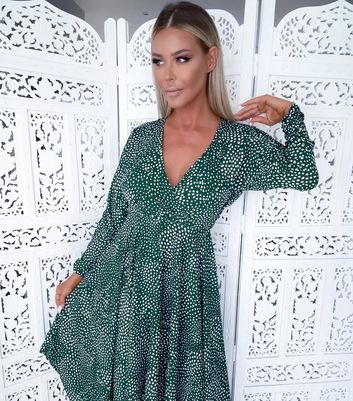 Green spotted wrap sales dress