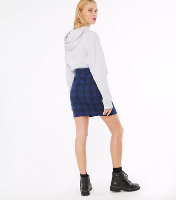 Blue Check Mini Tube Skirt | New Look