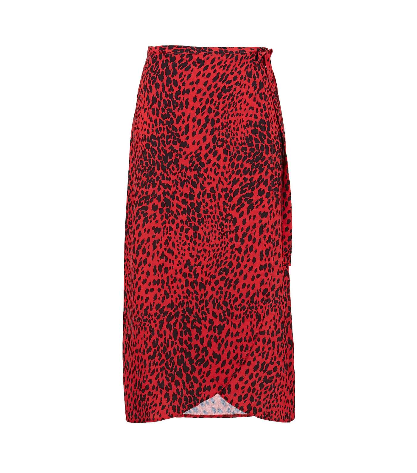 Red Leopard Print Wrap Midi Skirt Image 5