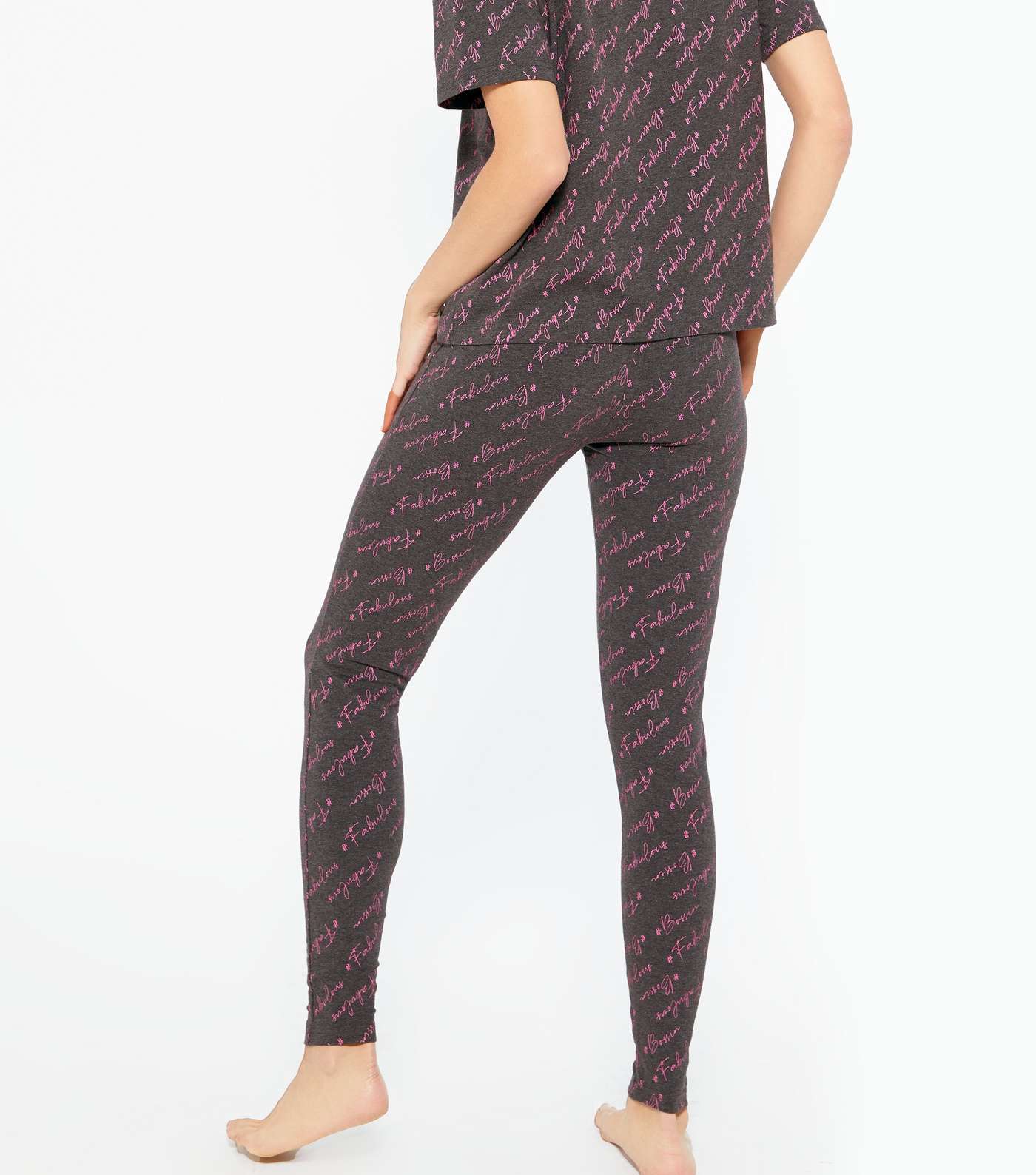 Light Grey Bossin Fabulous Slogan Legging Pyjama Set  Image 4