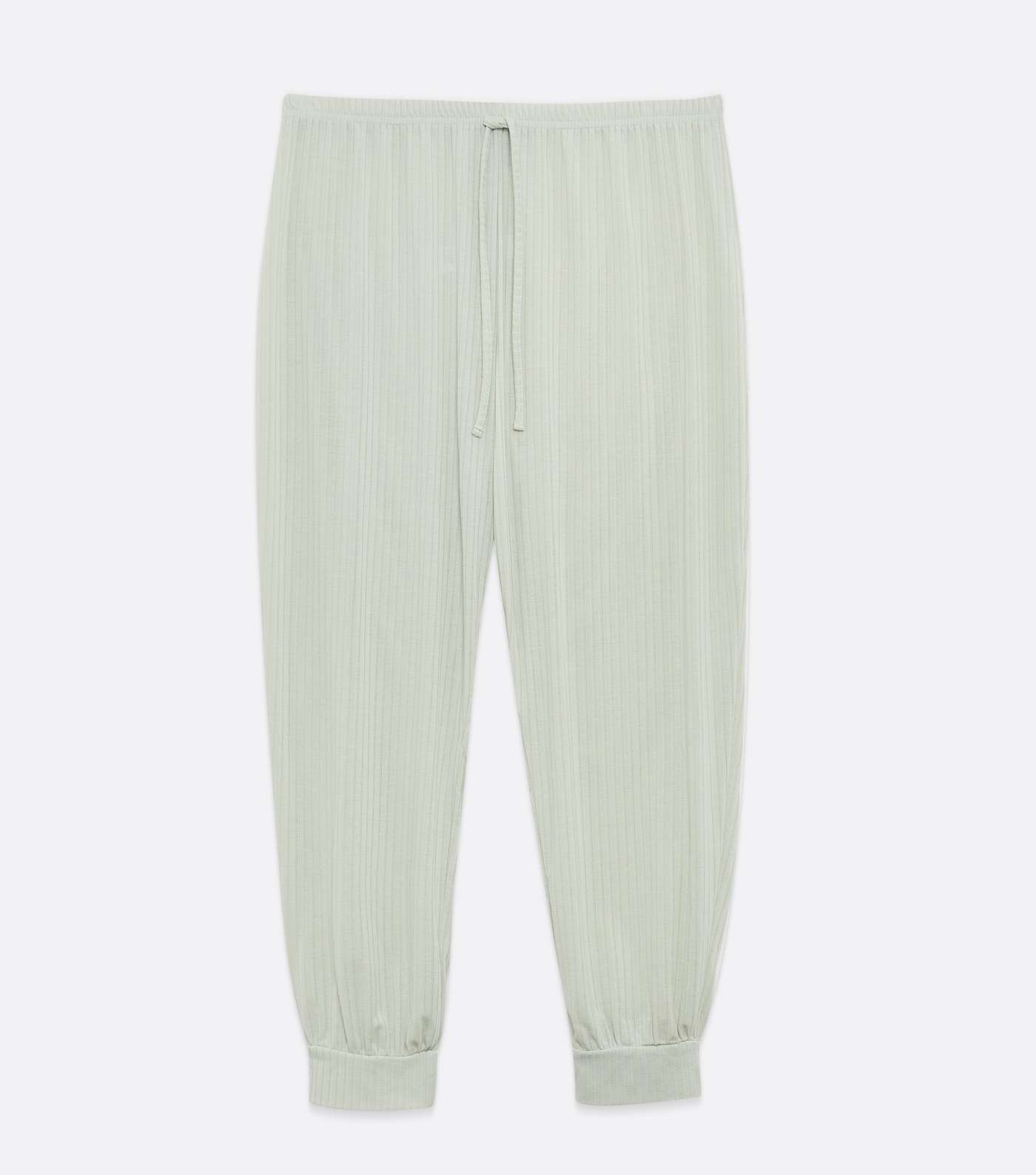 Curves Light Green Ribbed Jersey Lounge Joggers Image 5
