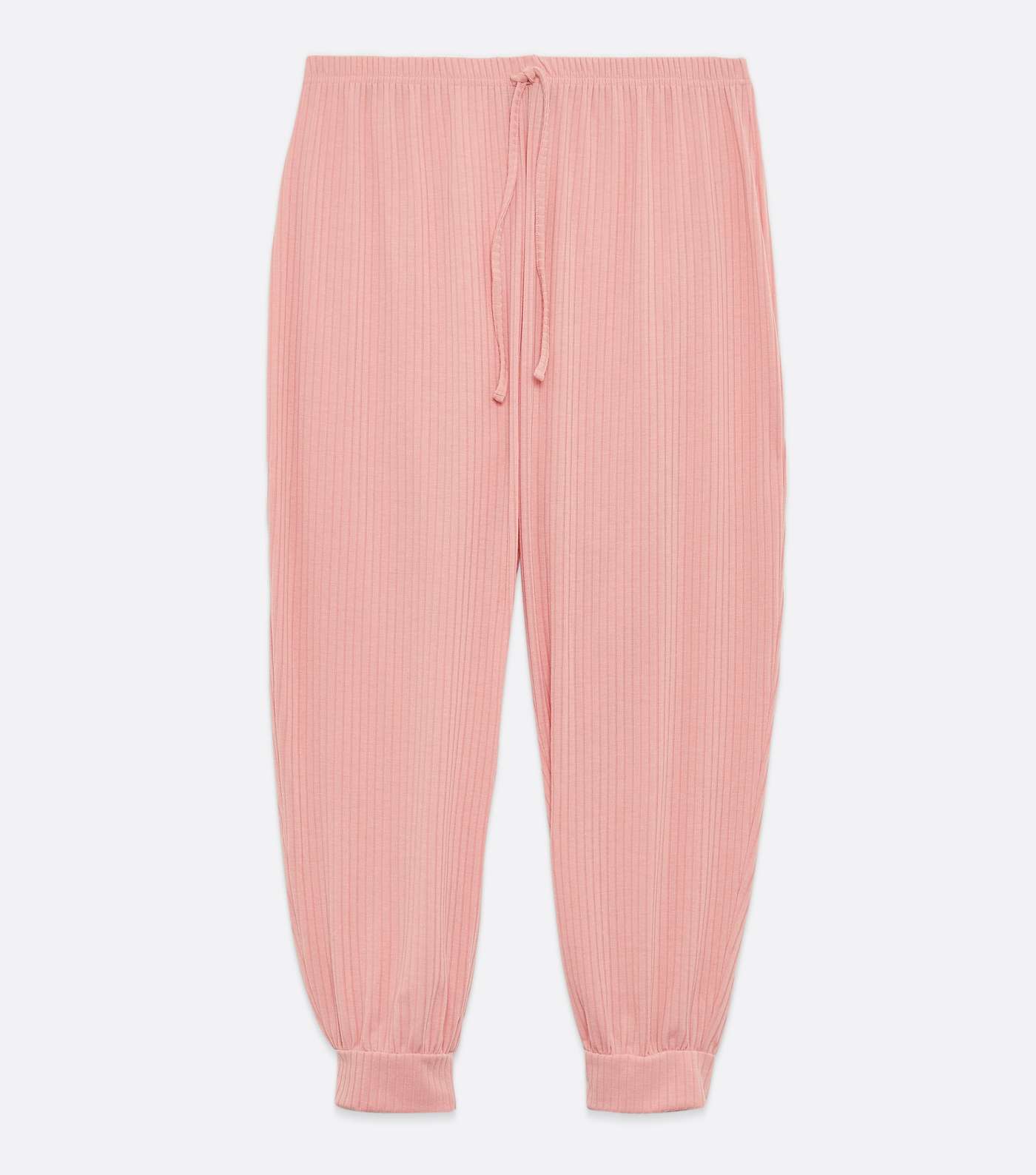 Curves Pink Ribbed Jersey Lounge Joggers Image 5