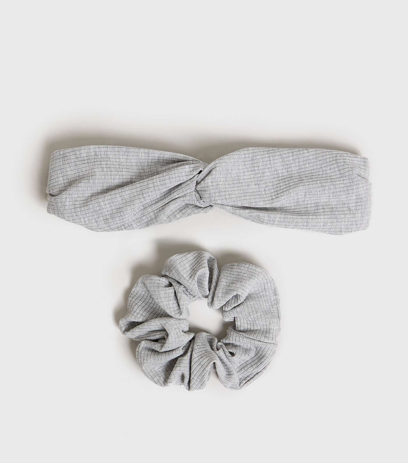 2 Pack Grey Ribbed Headband and Scrunchie 