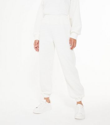 Off White Waffle Jersey Cuffed Joggers 