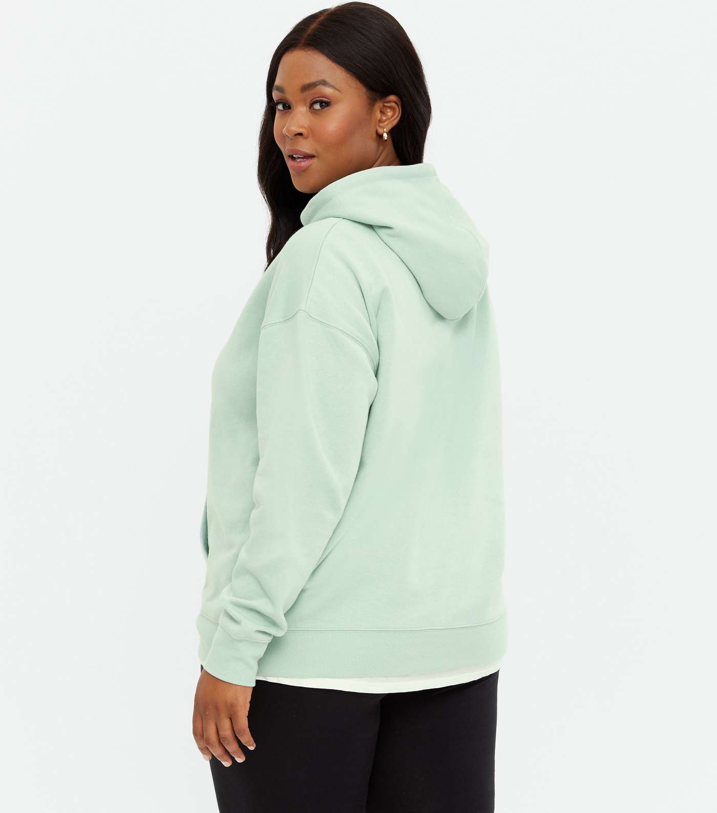 Curves Light Green Oversized Hoodie Image 4