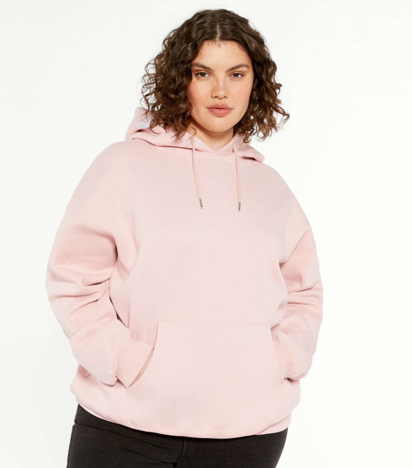 Curves Pale Pink Oversized Hoodie