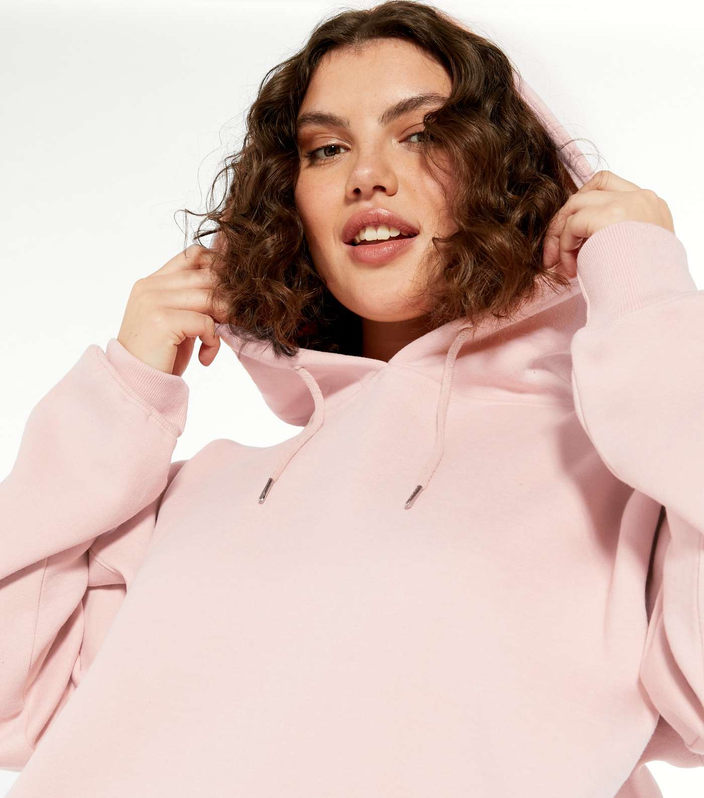 Curves Pale Pink Oversized Hoodie Image 3