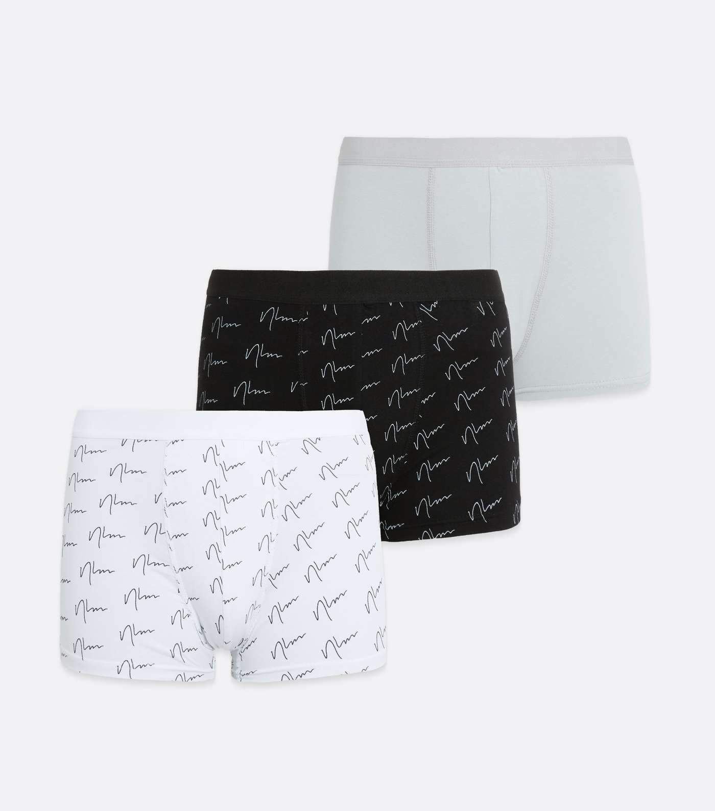 3 Pack Grey White and Black NLM Logo Boxers 