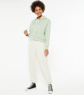 white joggers with drawstring